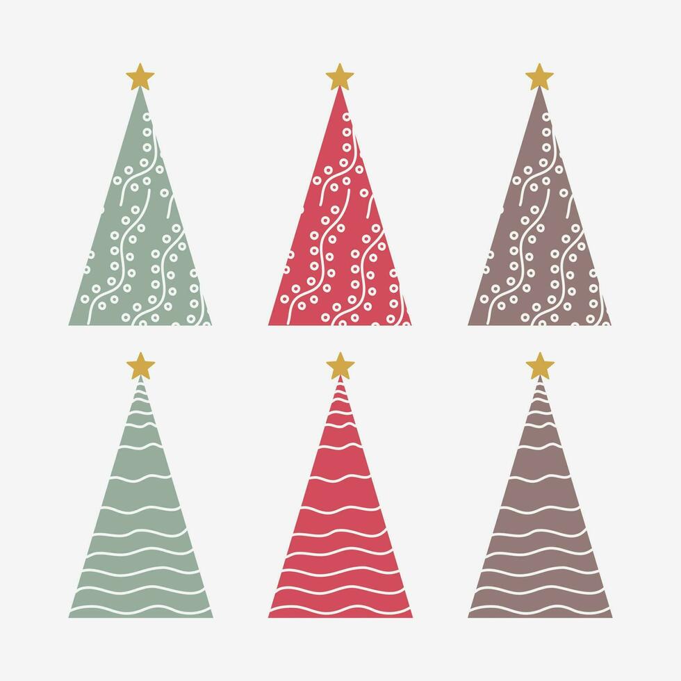Christmas tree modern trendy cut out line drawing vector illustration for Christmas decoration party celebration in December