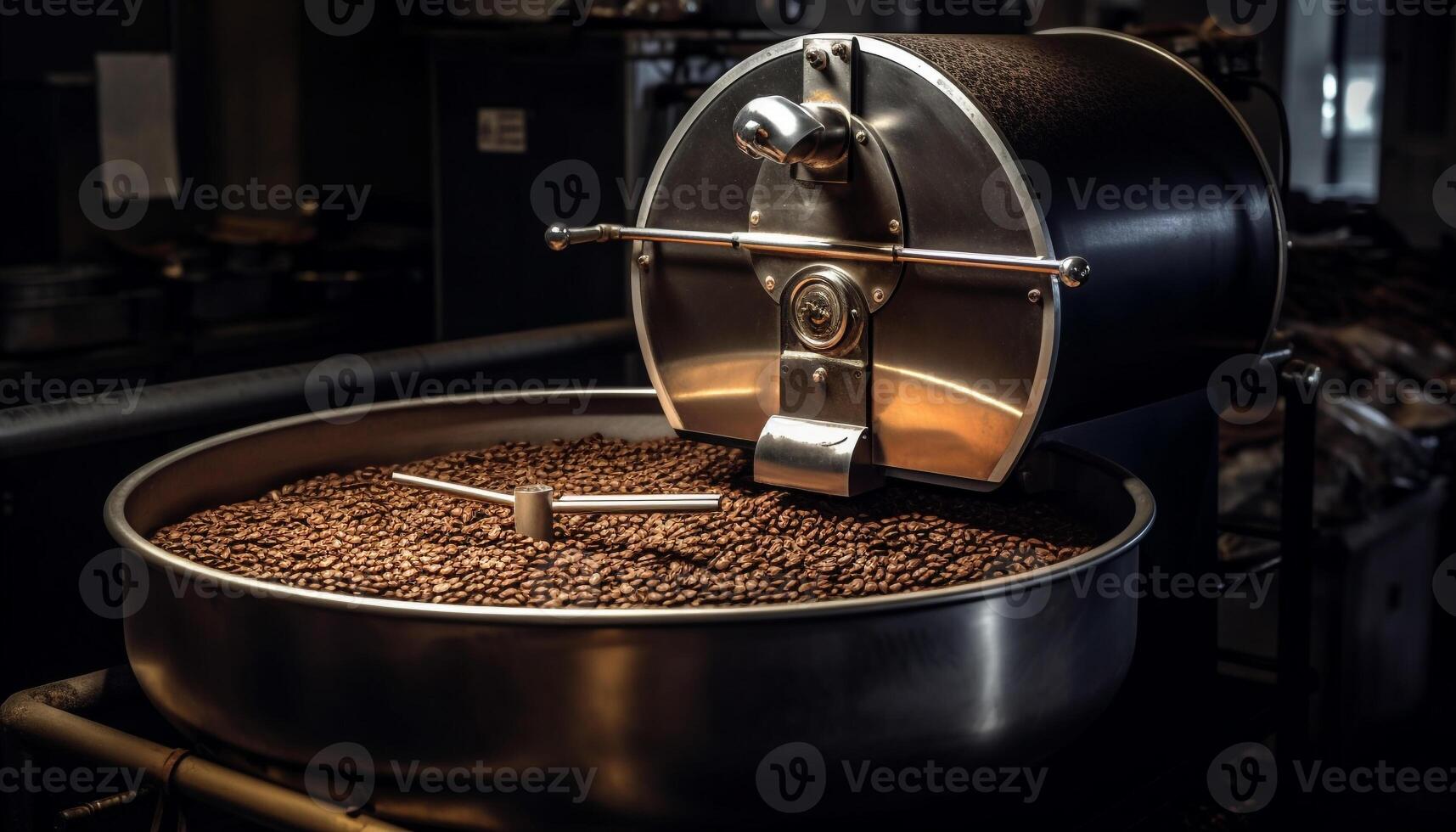 Barista brews cappuccino with metallic espresso maker generated by AI photo