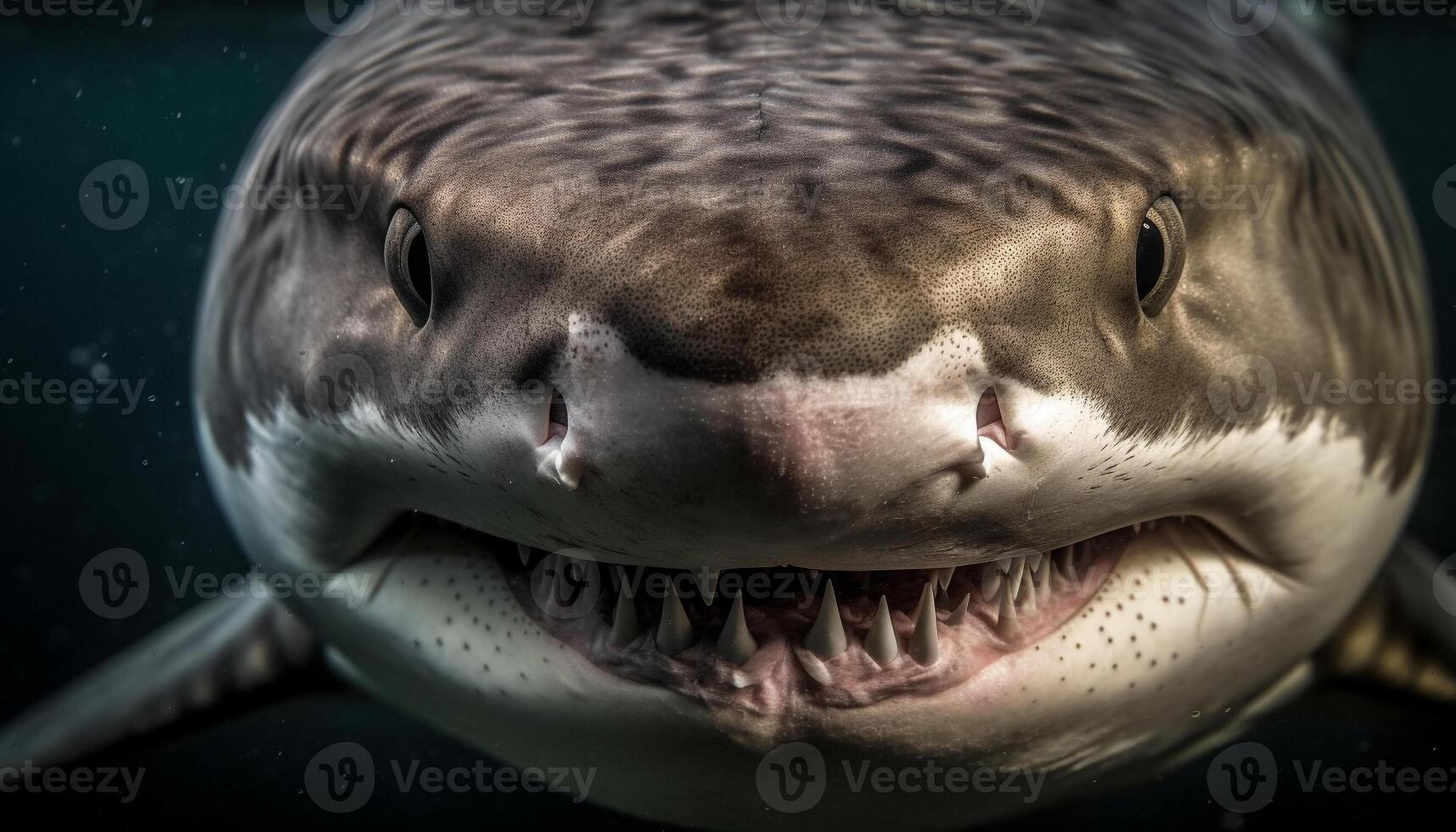 escalofriante submarino retrato gigante animal dientes sonriente generado por ai foto