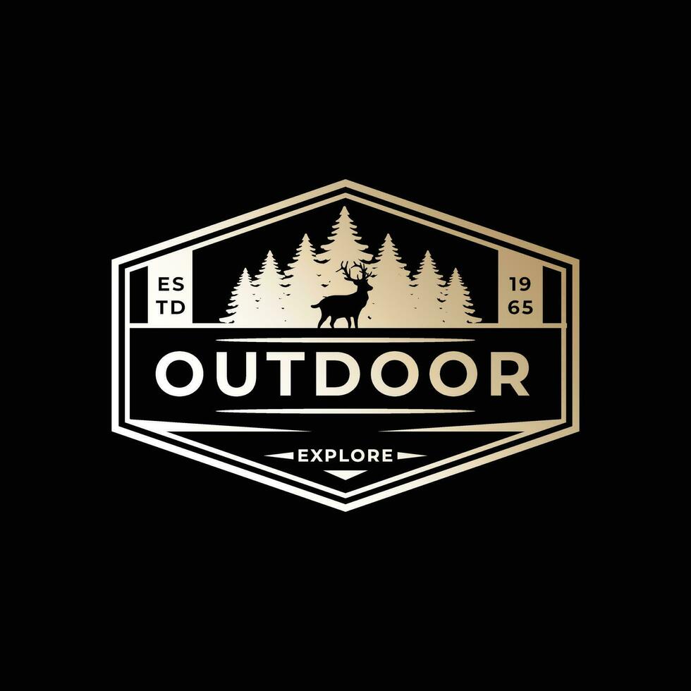 Premium Outdoor Hiking Mountain Badge Logo Design vector