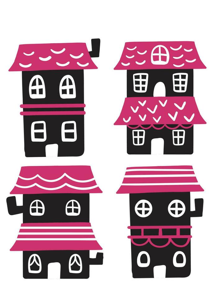 Doodle house illustration vector