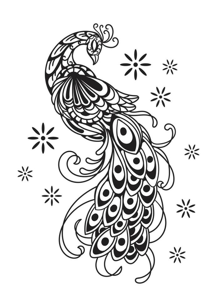 Ornamental Firebird Tattoo Design vector