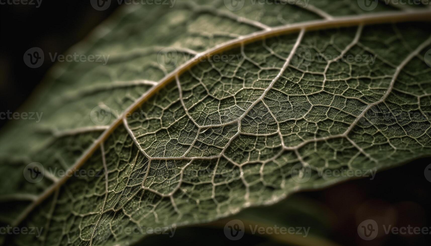 Vibrant green leaf veins showcase nature beauty generated by AI photo