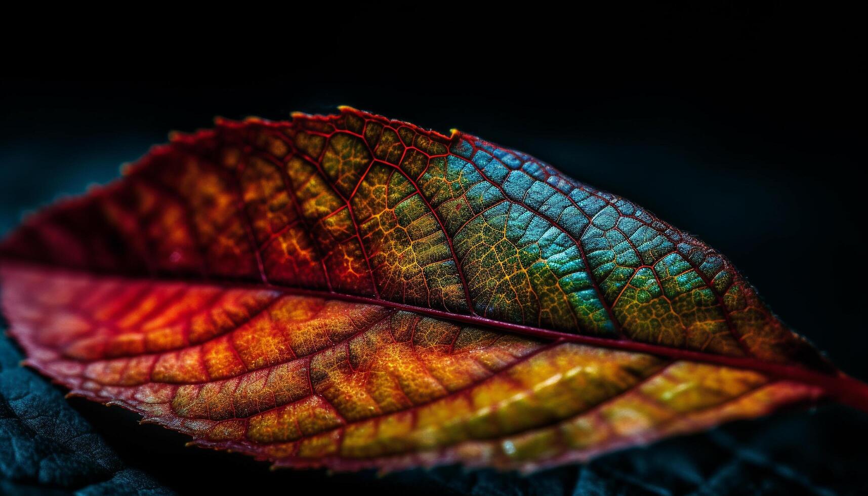 Vibrant autumn leaf veins showcase nature beauty generated by AI photo