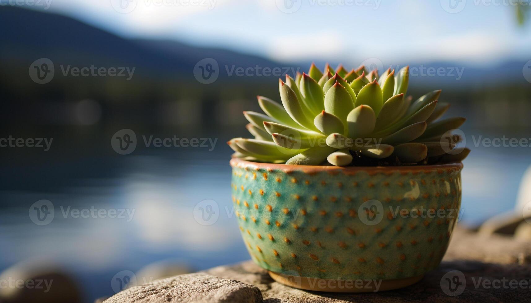 A succulent plant in a flower pot generated by AI photo