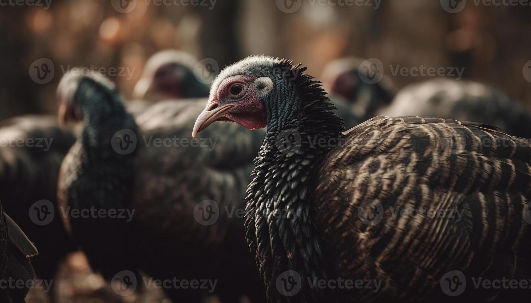 Free range rooster surveys rural scene, feathers ruffled generated by AI photo