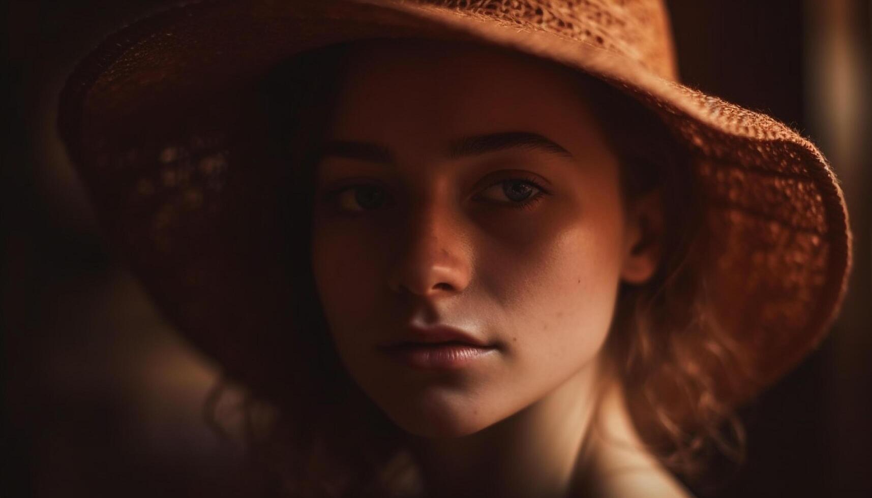 Beautiful young woman exudes elegance and sensuality generated by AI photo
