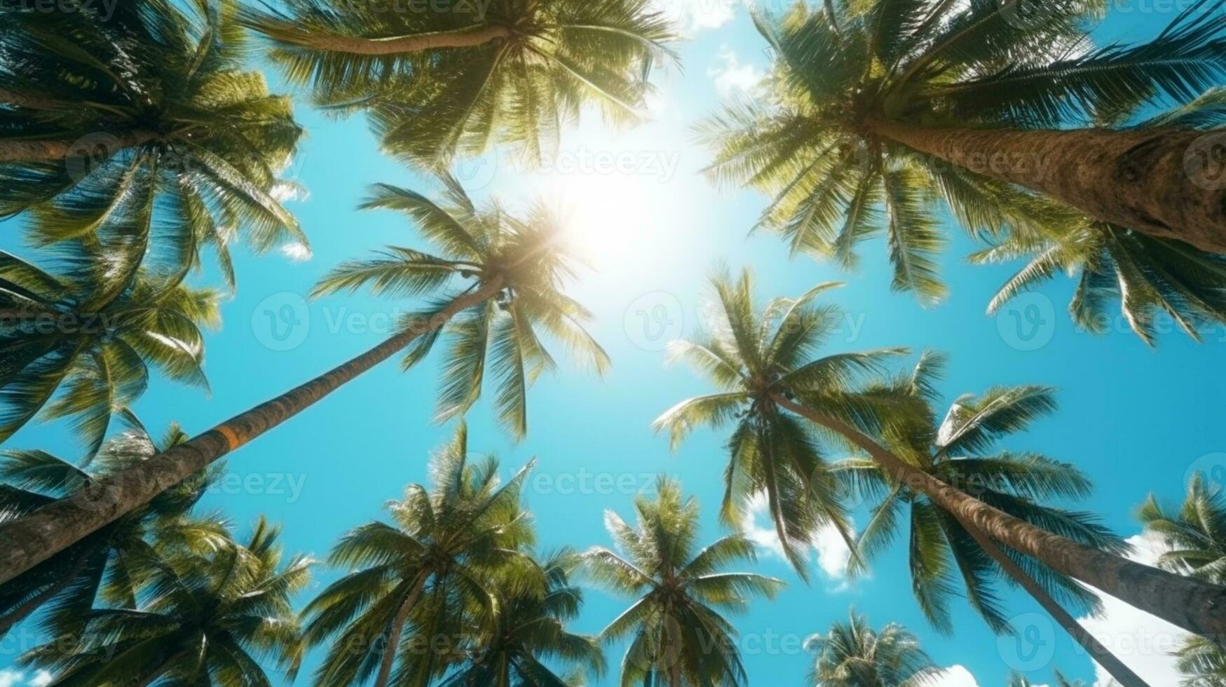 Coconut palm trees perspective view for background. Grnerative Ai. photo