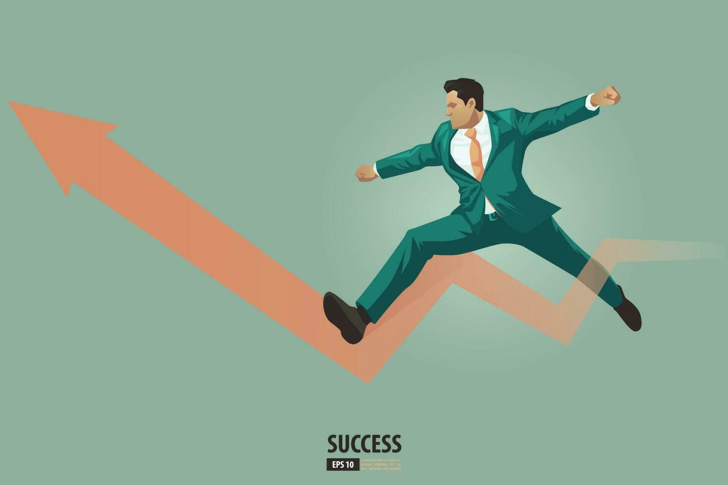 Business arrow concept with businessman on arrow jumping to success. grow chart up increase profit sales and investment. background vector