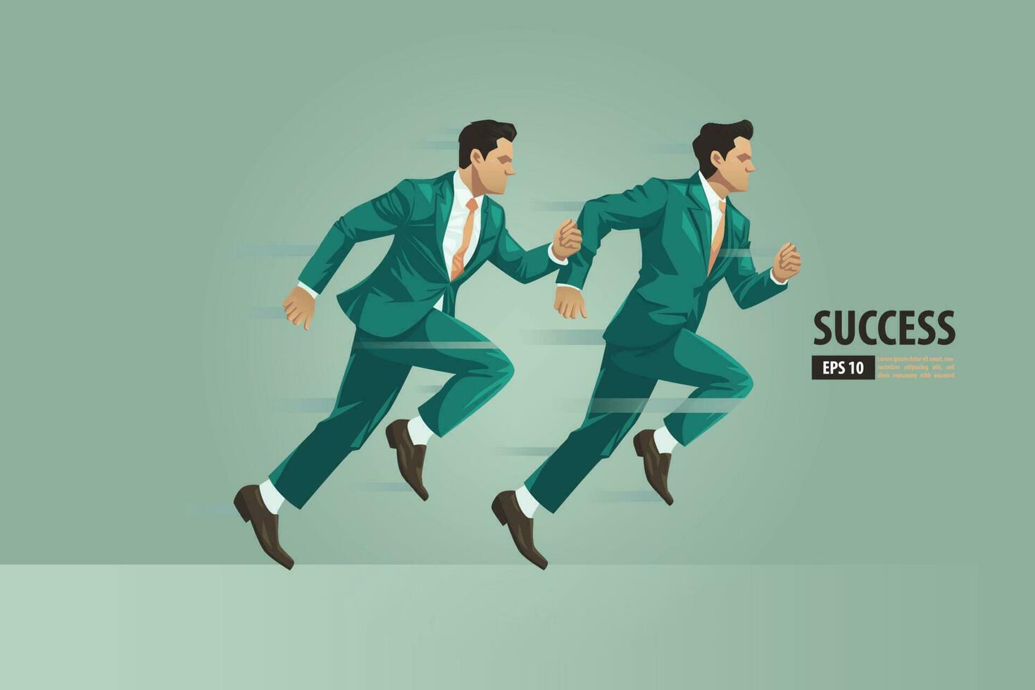 Businessman with suit running to success. acceleration for gain a profit sales. background vector illustration
