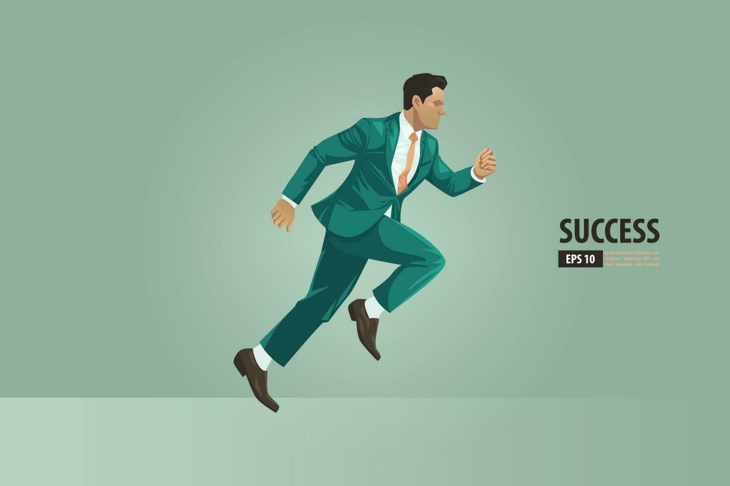 Businessman with suit running to success. acceleration for gain a profit sales. background vector illustration