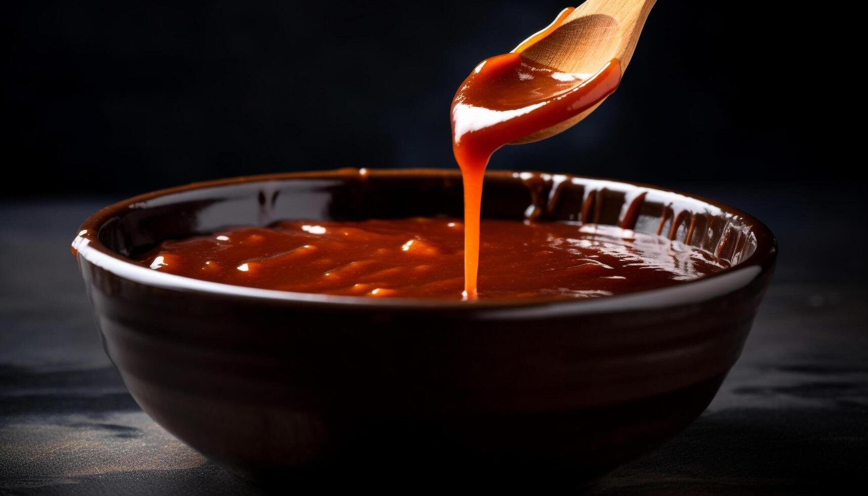 Organic chocolate sauce pouring over sweet fruit dessert generated by AI photo