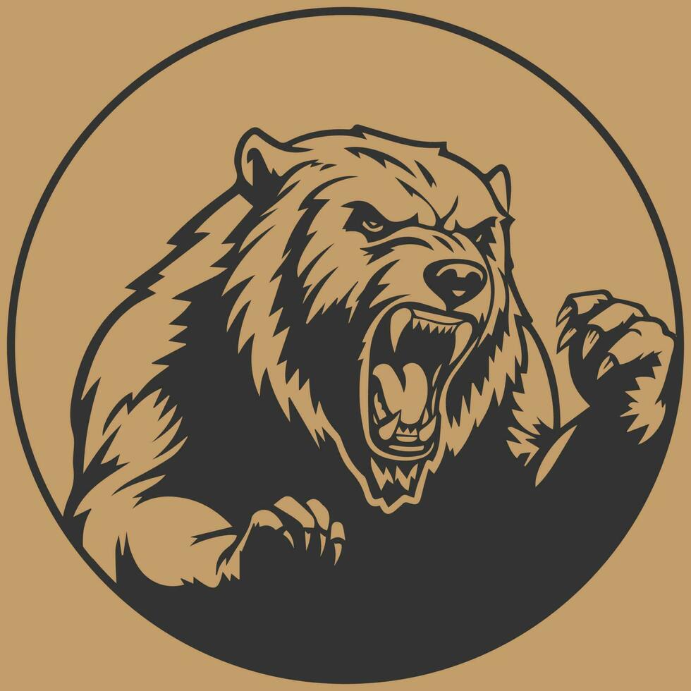 angry bear attacking logo vector