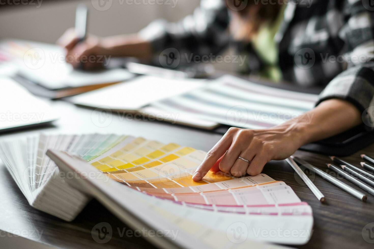 Graphic designer working with creativity editor ideas designer concept. photo