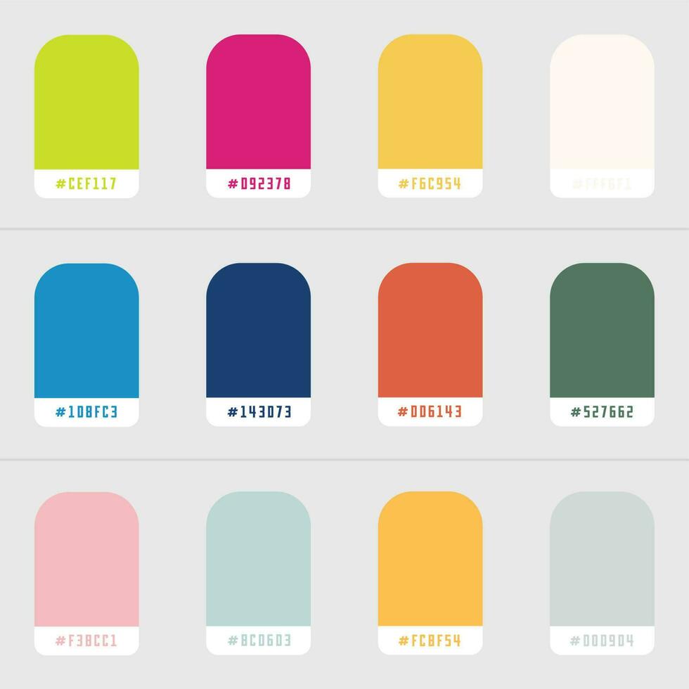 various color palette guide with code . vector