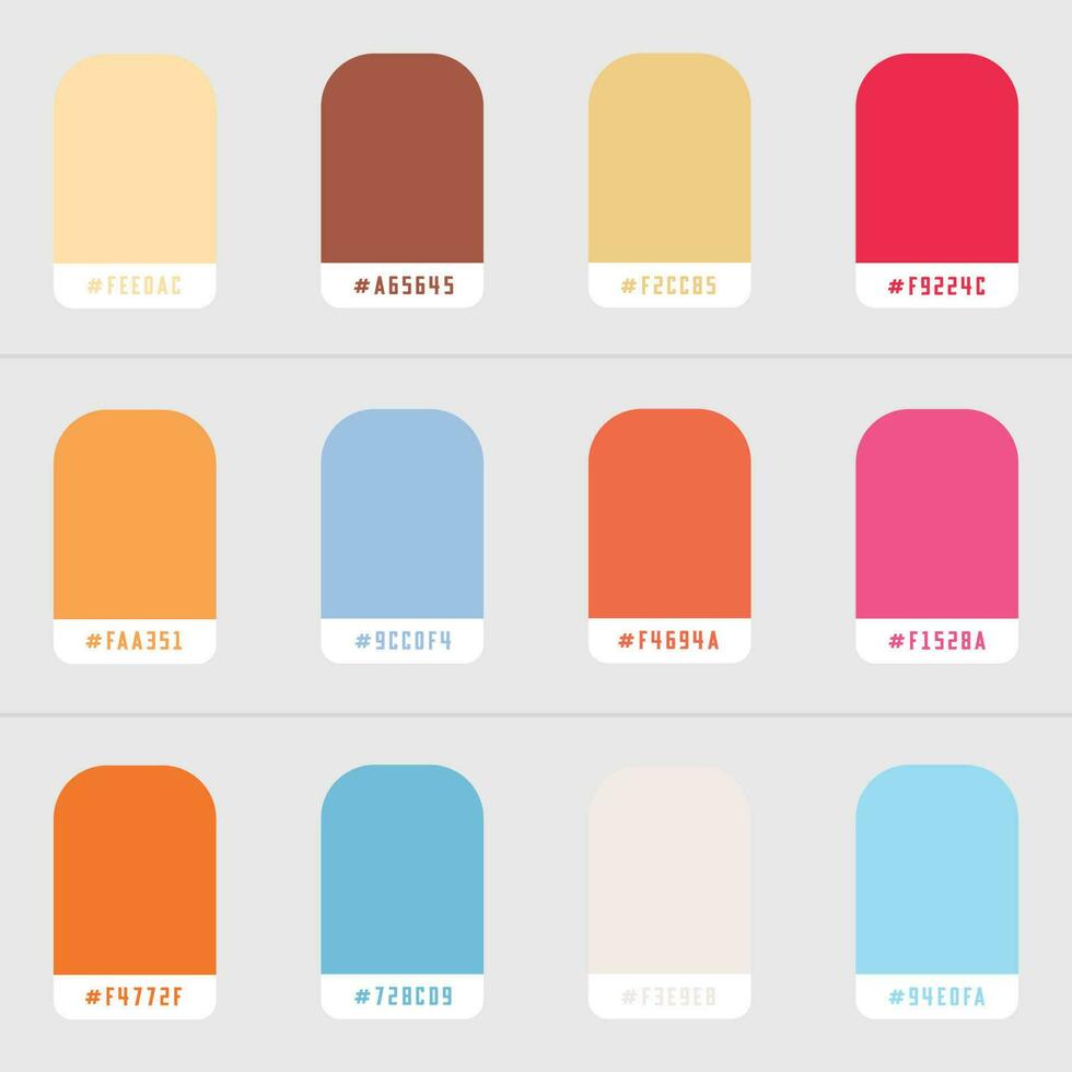 various color palette guide with code . vector