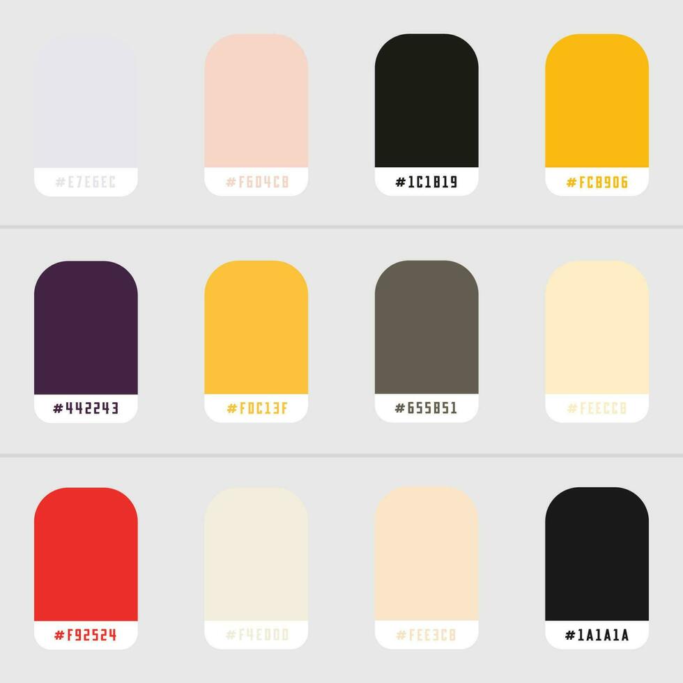 various color palette guide with code . vector