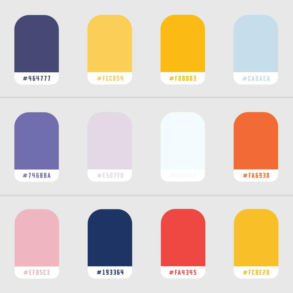 various color palette guide with code . vector