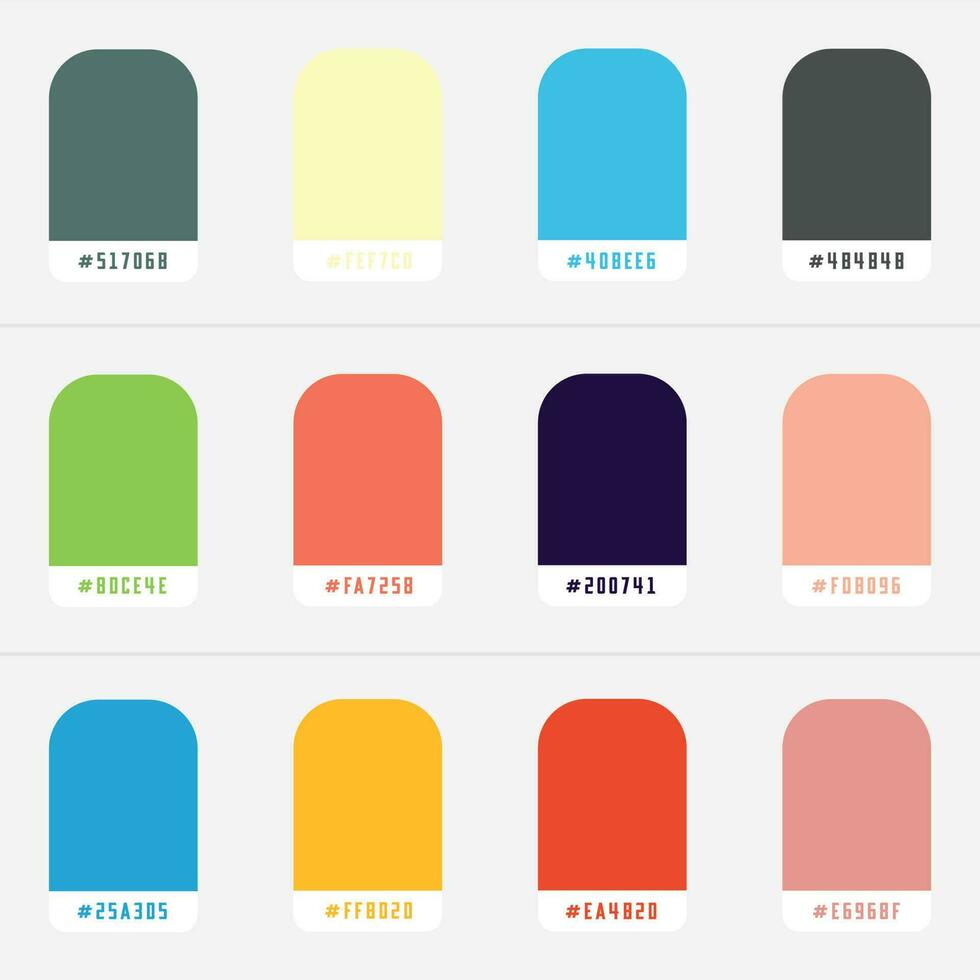 various color palette guide with code . vector
