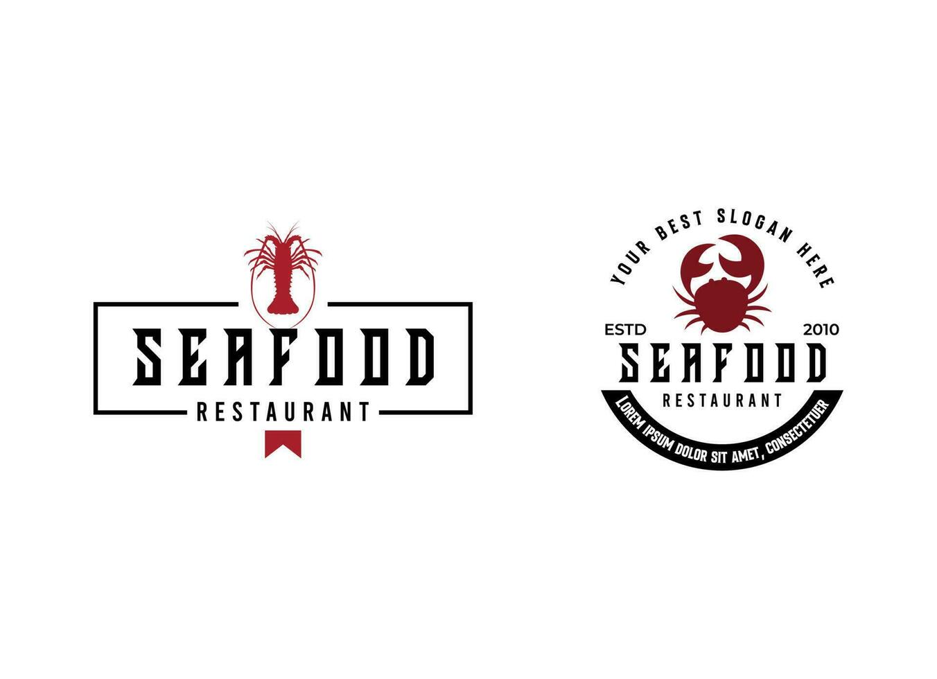 Seafood logo design restaurant fresh crab and shrimp logo for label product and seafood shop vector