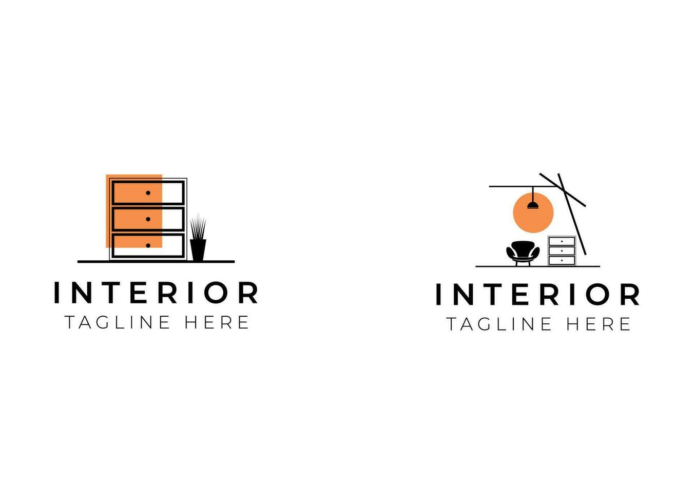 Interior minimalist room, gallery furniture logo design vector