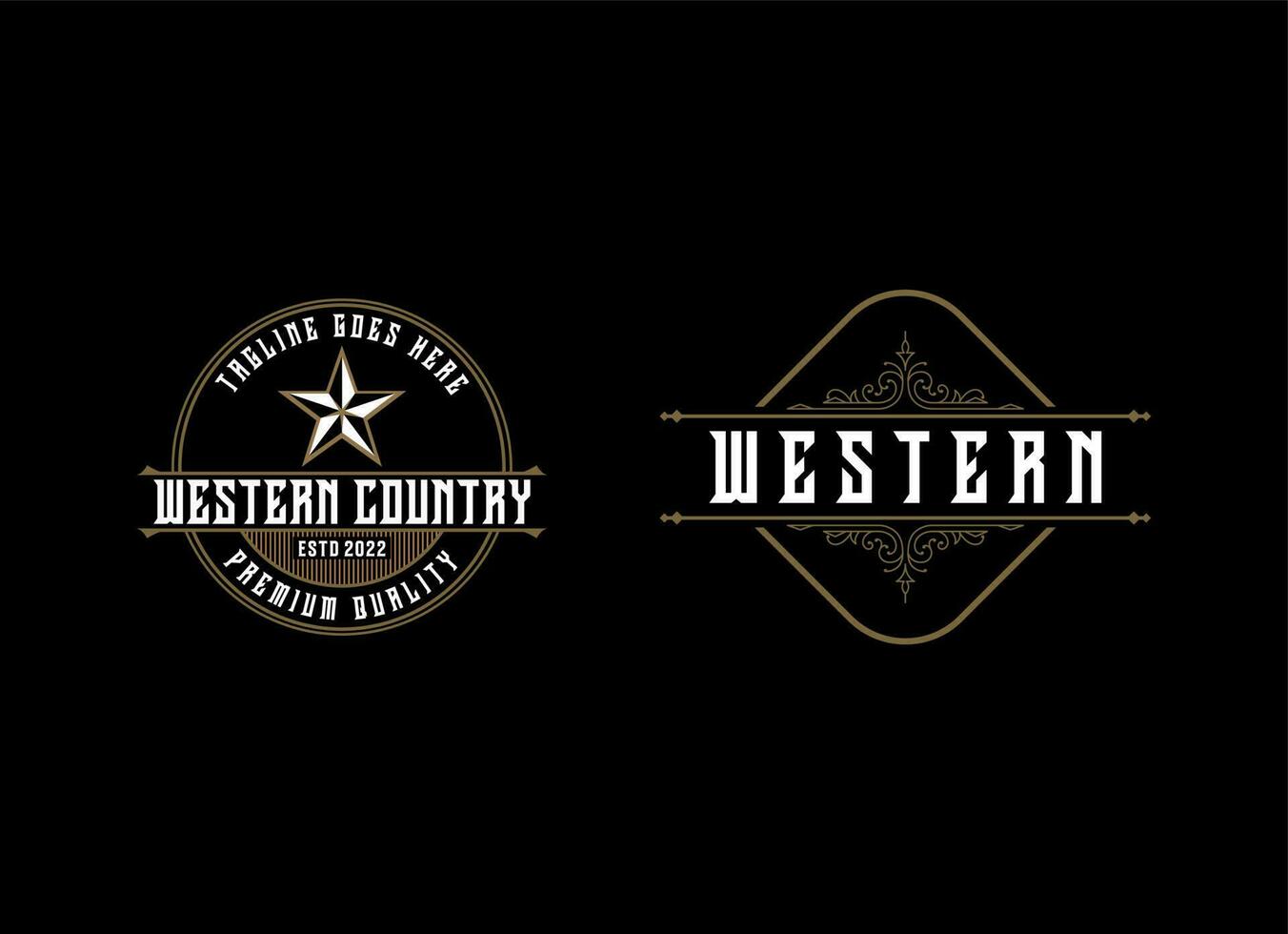 Vintage Country Emblem Typography for Western Bar Restaurant Logo design inspiration vector