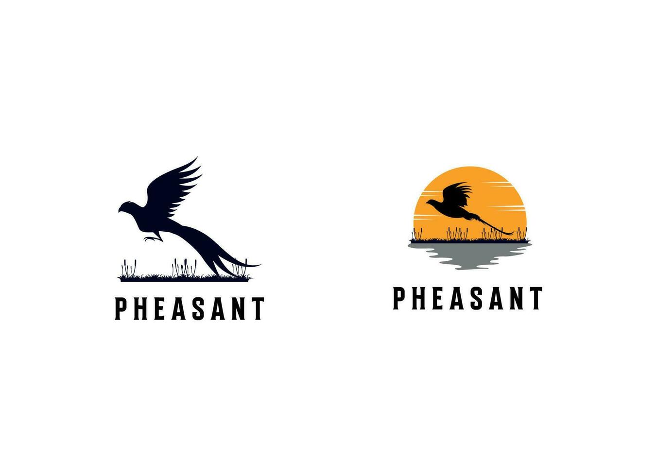 Beauty Flying Pheasant Bird. Pheasant logo design template. Pheasant hunt logo vector