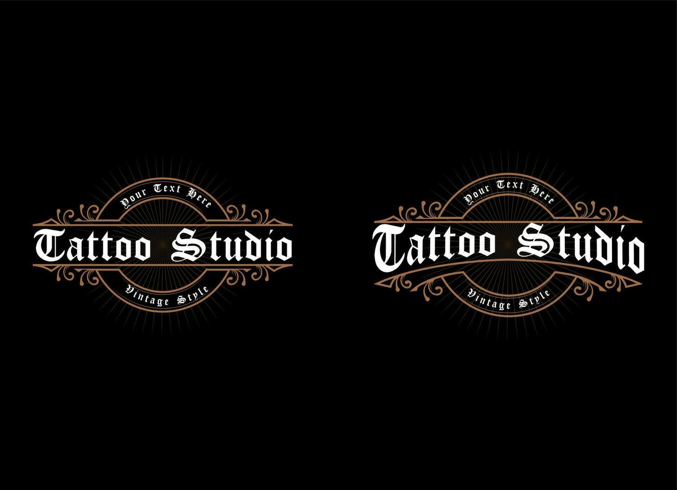 Vintage frame logo. Antique label. Suitable for tattoo studio, barber shop, whiskey label, wine, beer, brewing, salon, shop, signage. vector