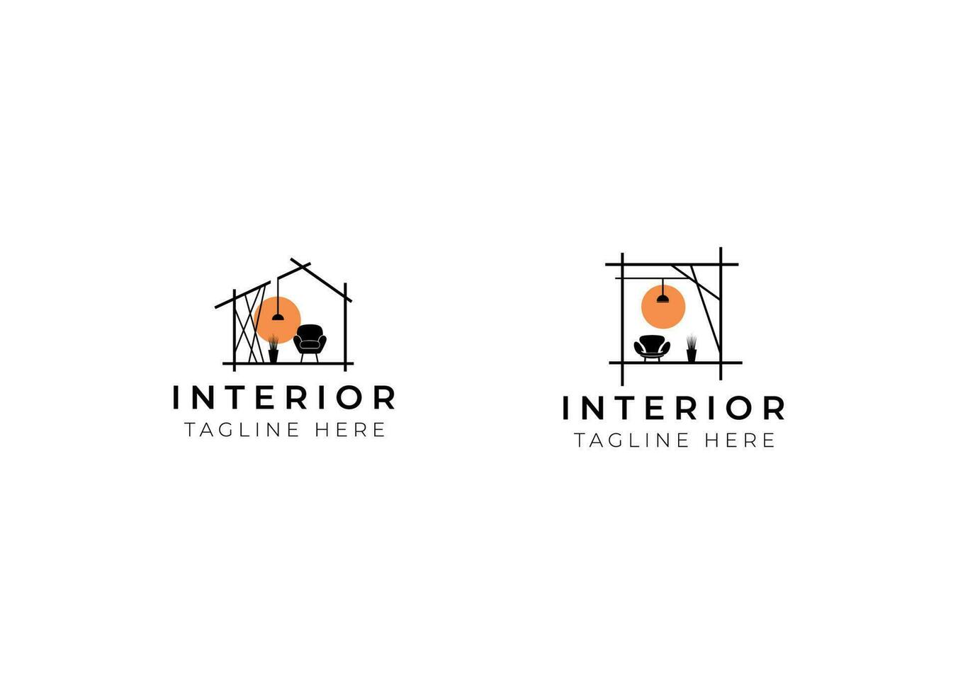 habitación interior minimalista, vector de diseño de logotipo de muebles de galería