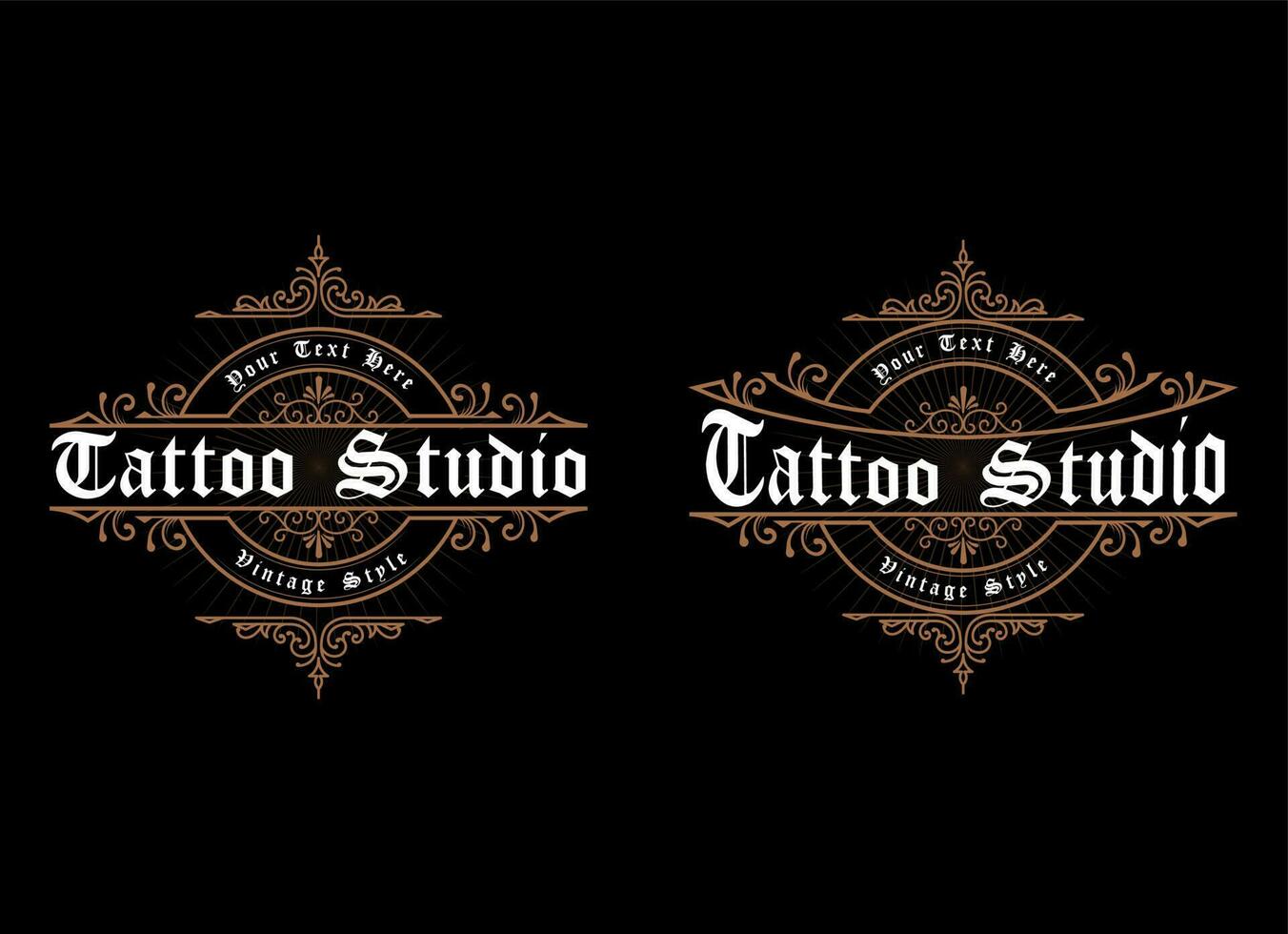 Vintage frame logo. Antique label. Suitable for tattoo studio, barber shop, whiskey label, wine, beer, brewing, salon, shop, signage. vector
