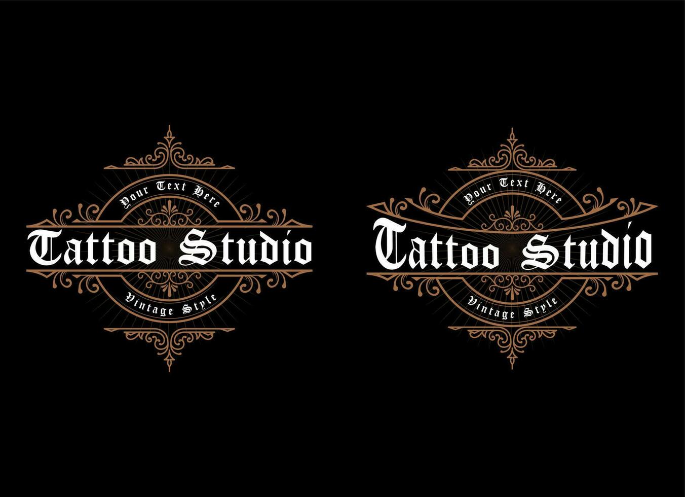 Vintage frame logo. Antique label. Suitable for tattoo studio, barber shop, whiskey label, wine, beer, brewing, salon, shop, signage. vector