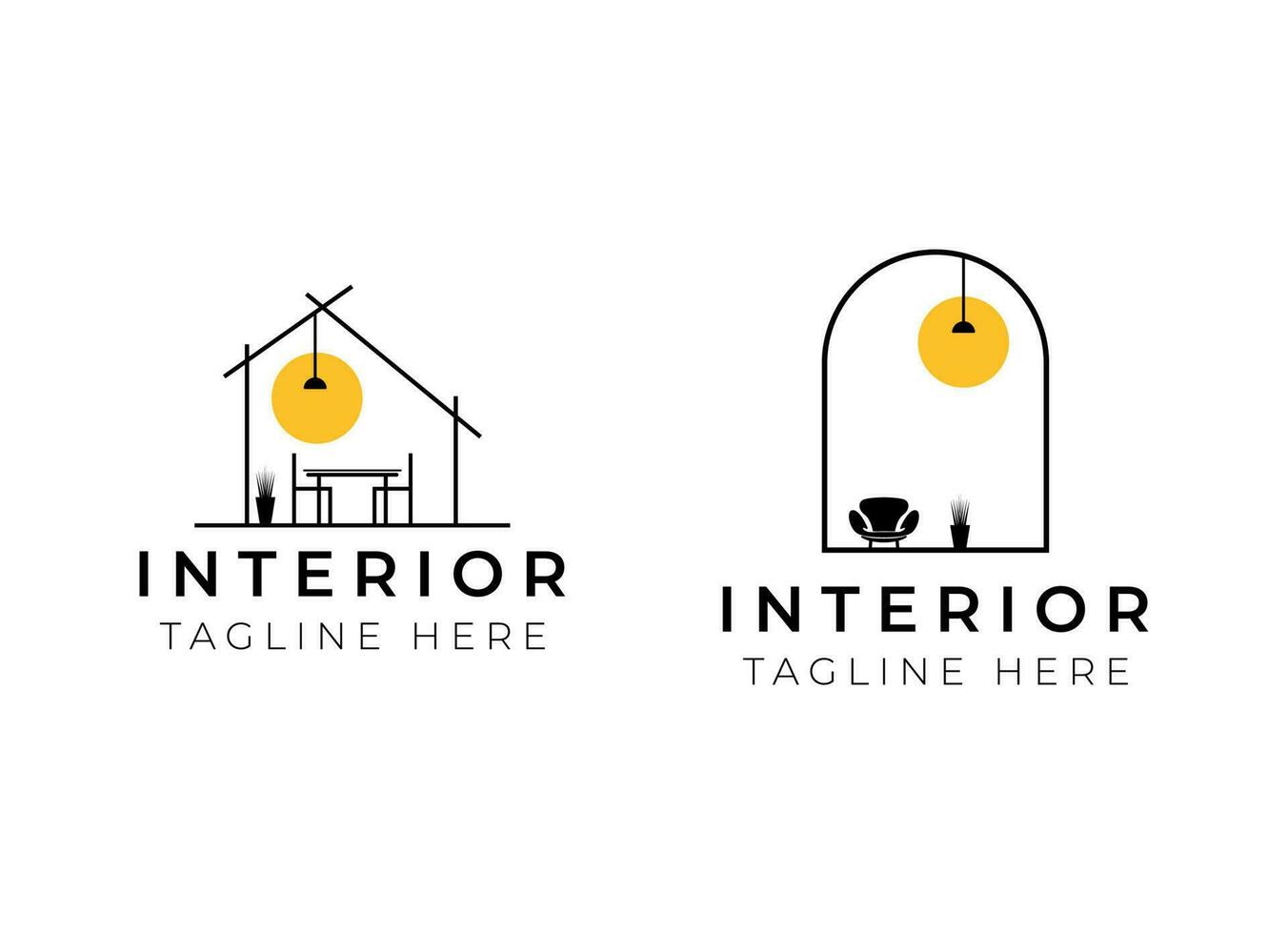 habitación interior minimalista, vector de diseño de logotipo de muebles de galería