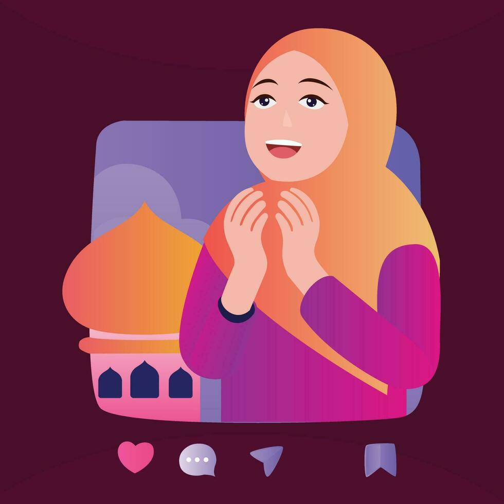 ilustración vector gráfico de Orando en santo mes de Ramadán