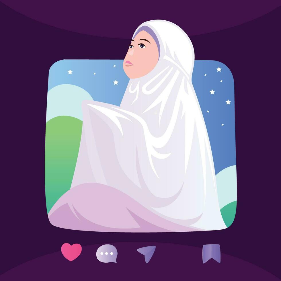 illustration vector graphic of praying in holy month of ramadan