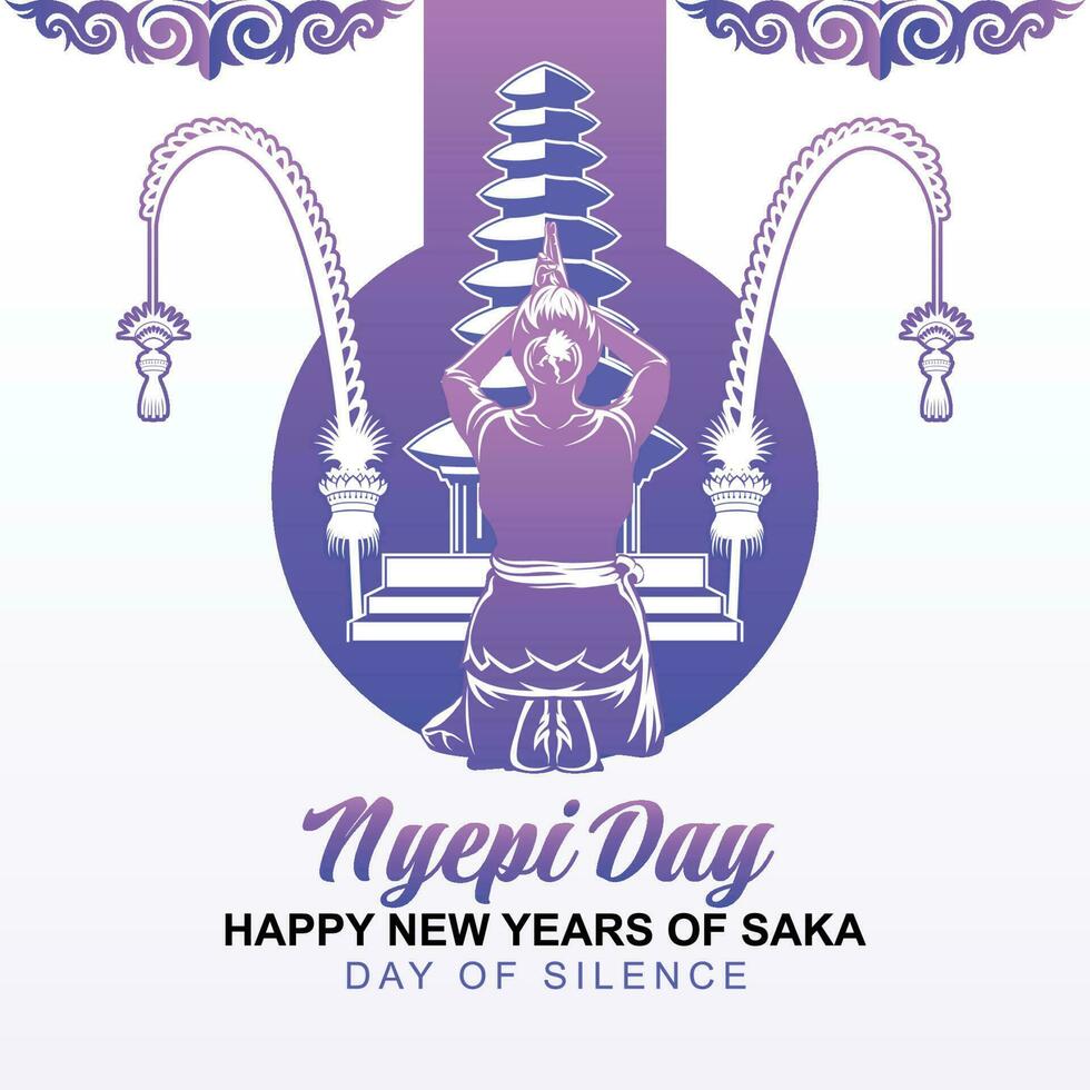 Bali's Day Of Silence And Hindu New Year Vector Illustration fit for Poster Banner and Template, Indonesain Bali's Nyepi Day