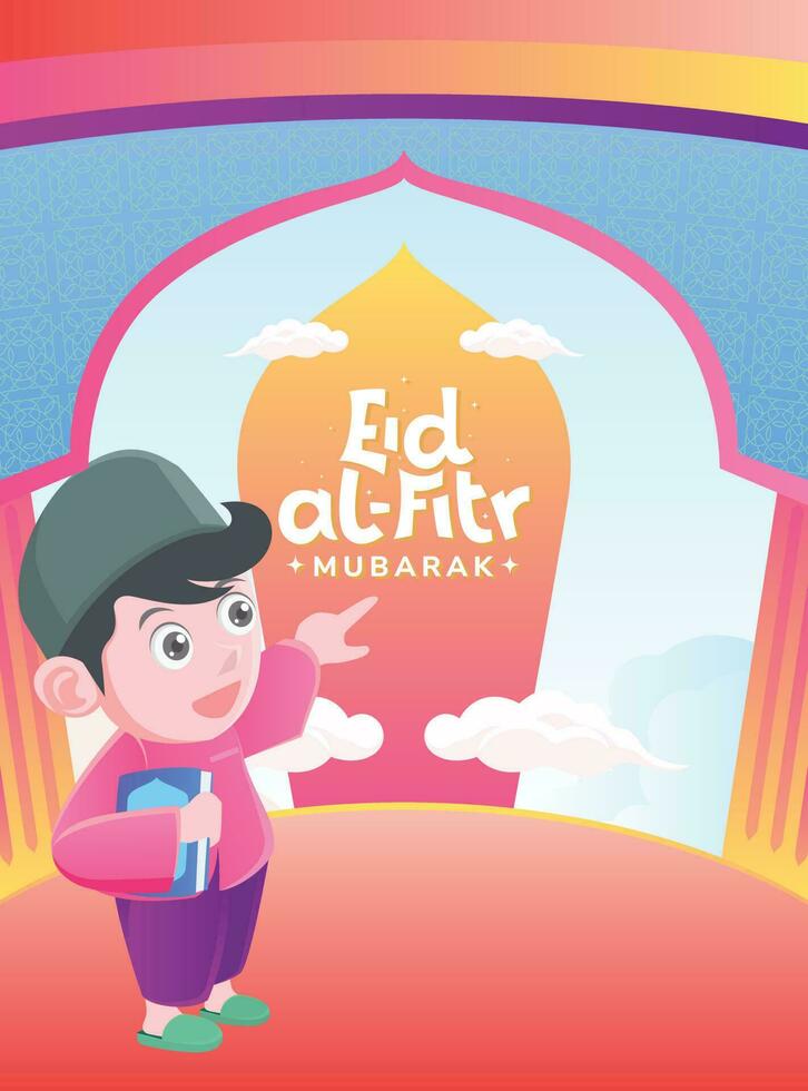 Ramadán carteles eid al-fitr. Ramadán venta. eid al-fitr tema con el concepto de un púrpura mezquita cúpula. vector ilustración