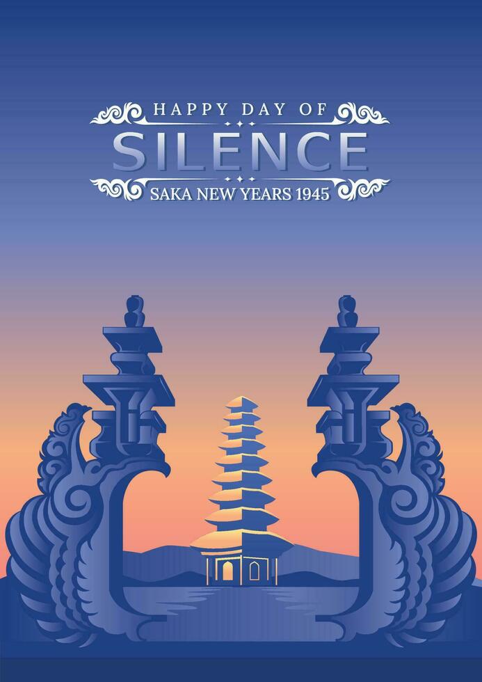 Bali's Day Of Silence And Hindu New Year Vector Illustration fit for Poster Banner and Template, Indonesain Bali's Nyepi Day,