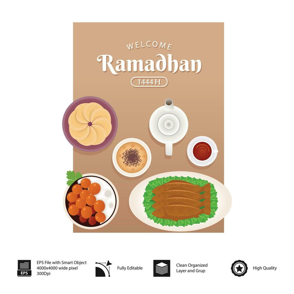 Ramadán carteles eid al-fitr. Ramadán venta. eid al-fitr tema con el concepto de un mezquita cúpula. vector ilustración