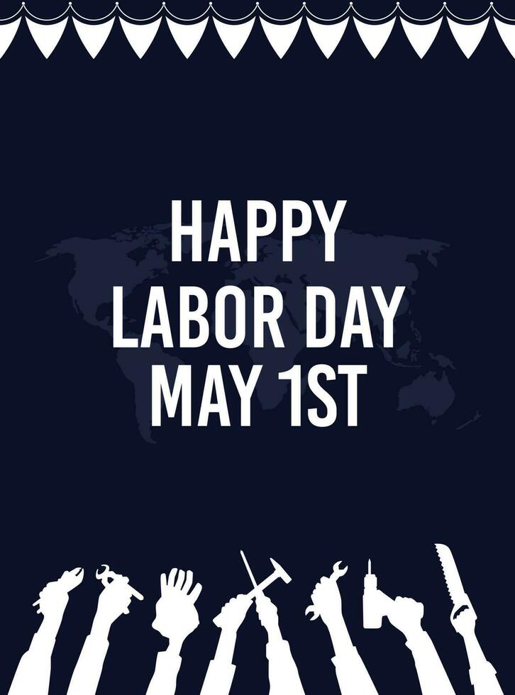 May 1st World Labor Day Design Vector Illustration with Farm laborer silhouette Background.