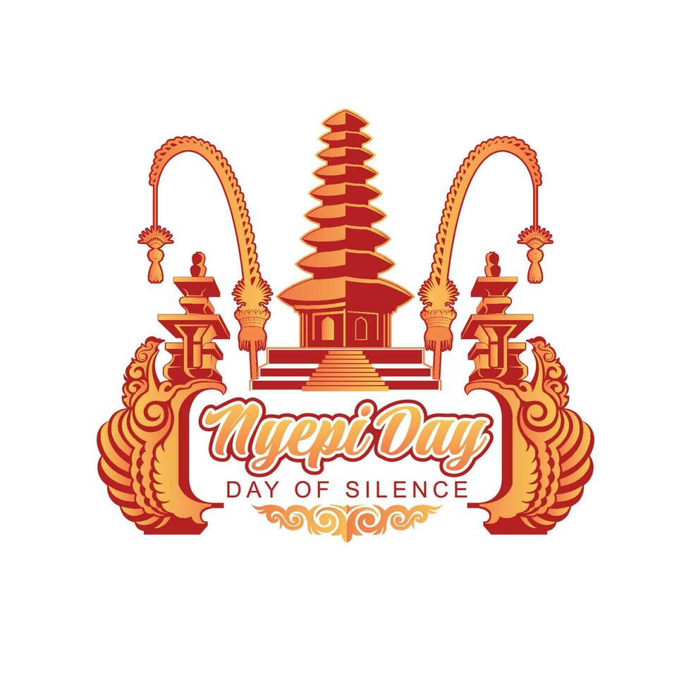 el día del silencio de bali y la ilustración vectorial del año nuevo hindú apta para la pancarta y la plantilla del cartel, el día nyepi de indonesain bali vector