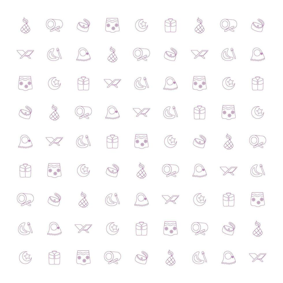 cute Islamic doodle line vector