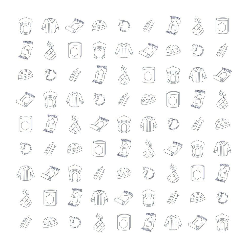 cute Islamic doodle line vector