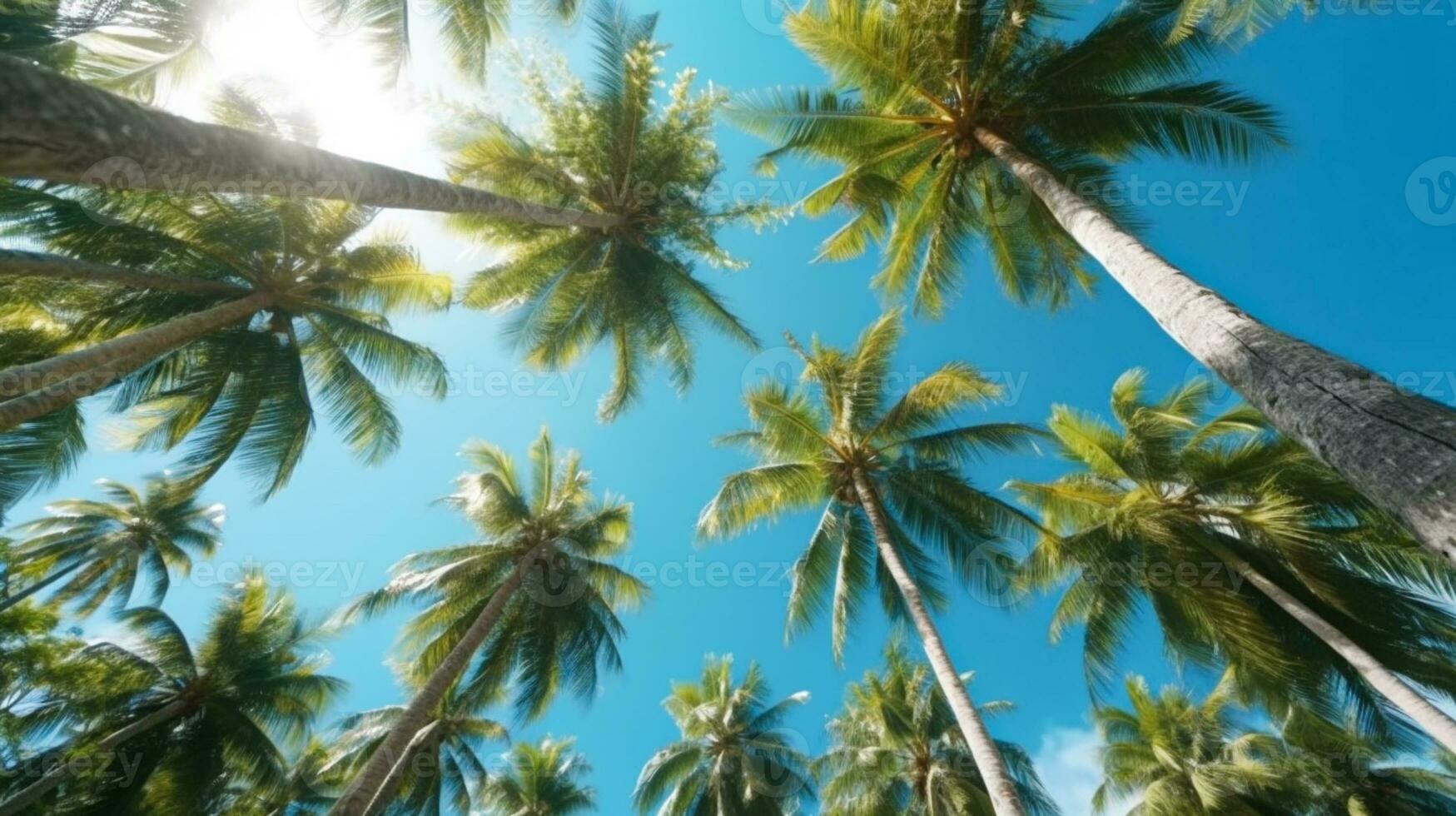 Coconut palm trees perspective view for background. Grnerative Ai. photo