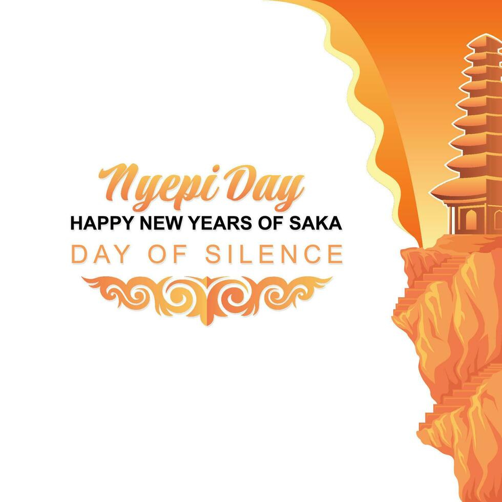 el día del silencio de bali y la ilustración vectorial del año nuevo hindú apta para la pancarta y la plantilla del cartel, el día nyepi de indonesain bali vector
