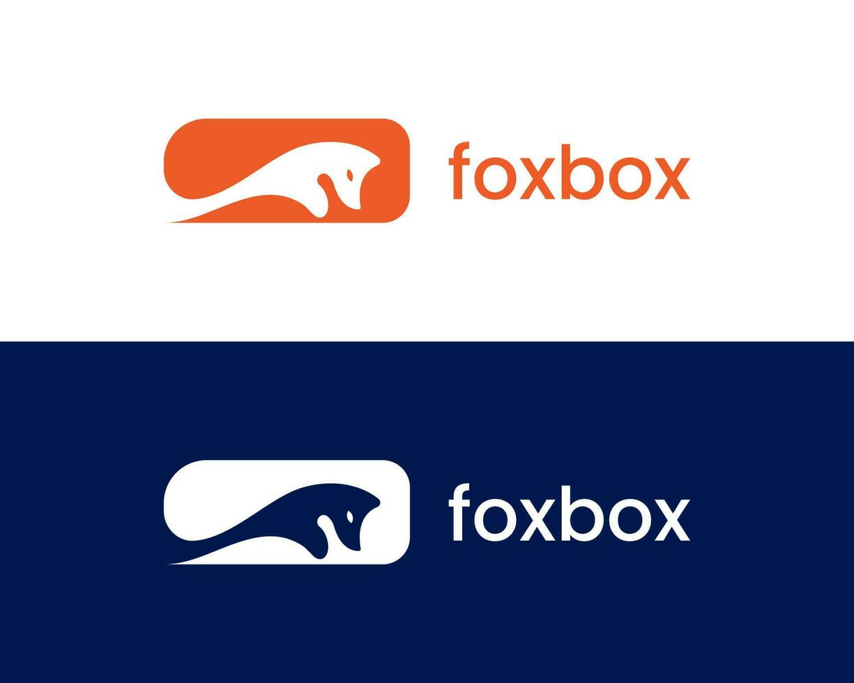 Fox box logo design Rectangle Shape logo design vector