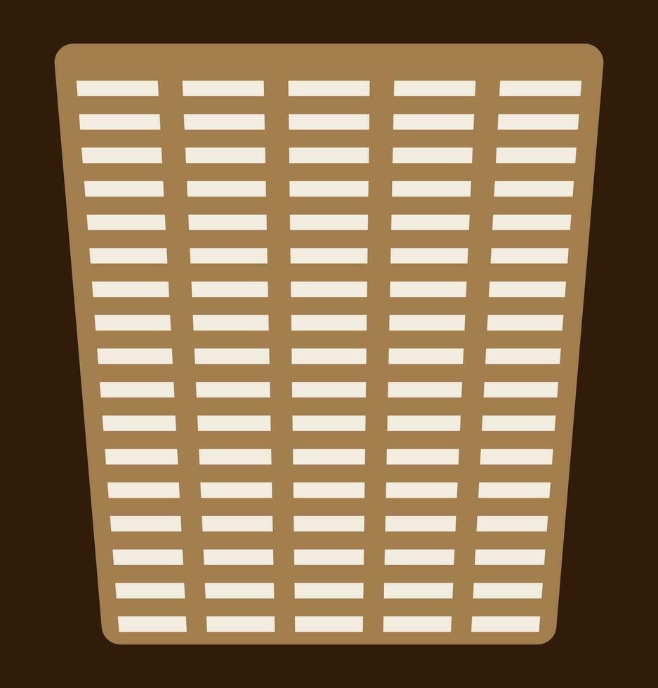 A wooden basket, can be also a laundry basket, wooden basket minimal style drawing, basket illustration vector, handmade product, brown wood, suitable for wood crafts sign and poster and banner vector
