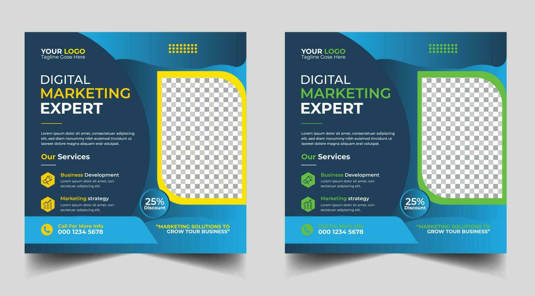 Digital marketing banner design template. Digital business marketing social media post template. Social media banner design template. Social media post design. Social media bundle design vector