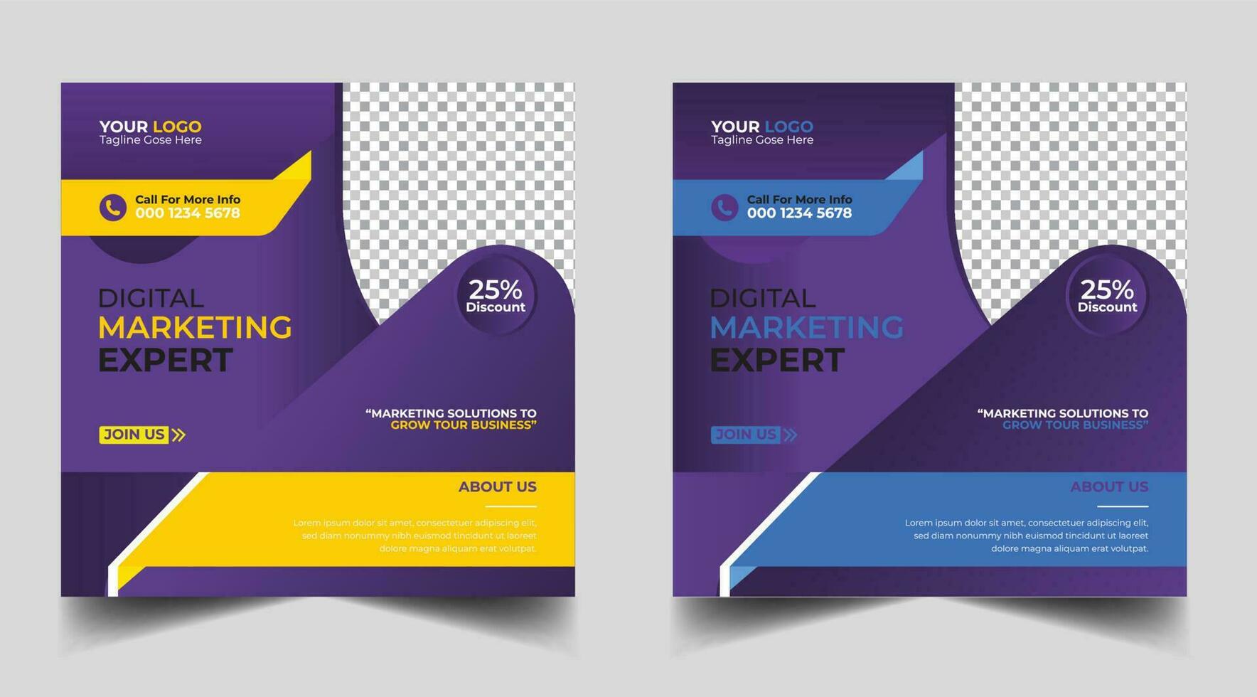 Digital marketing banner design template. Digital business marketing social media post template. Social media banner design template. Social media post design. Social media bundle design vector