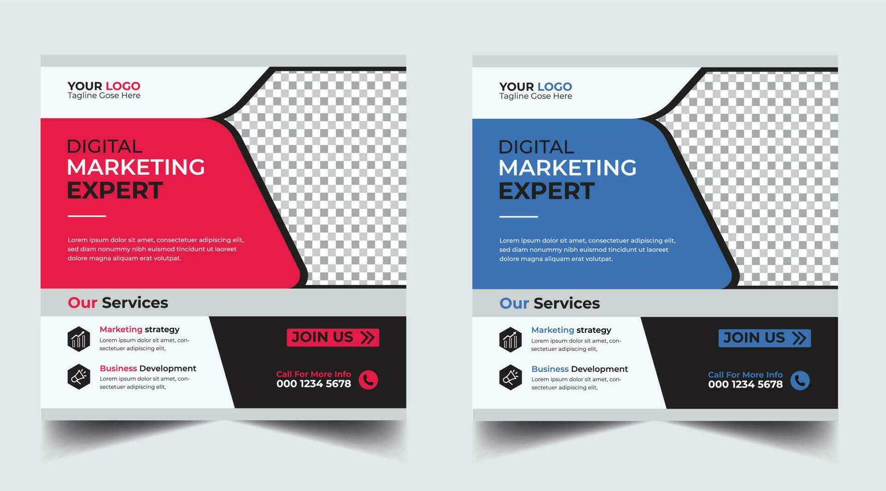 Digital marketing banner design template. Digital business marketing social media post template. Social media banner design template. Social media post design. Social media bundle design vector
