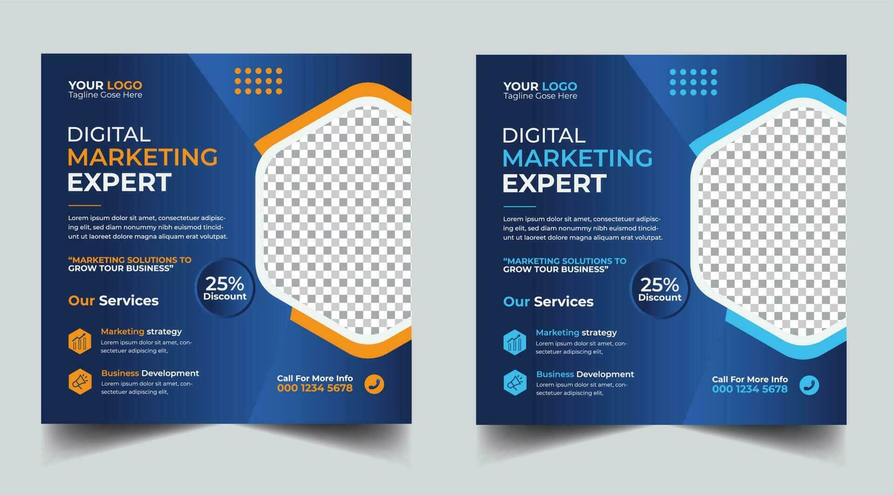 Digital marketing banner design template. Digital business marketing social media post template. Social media banner design template. Social media post design. Social media bundle design vector